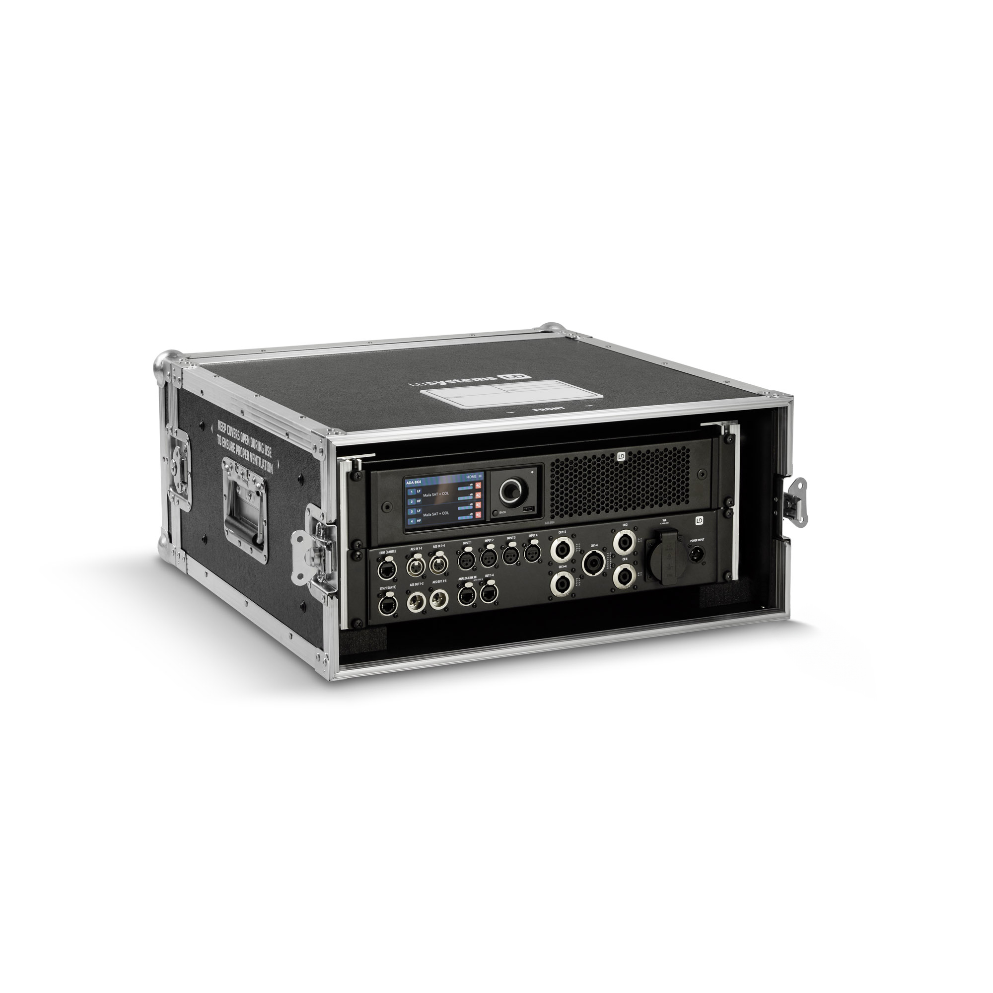 LD Systems ADA 8K4 SINGLE RACK - rack-be épített amplifier (1 × ADA 8K4) patch panellel, 4-channel