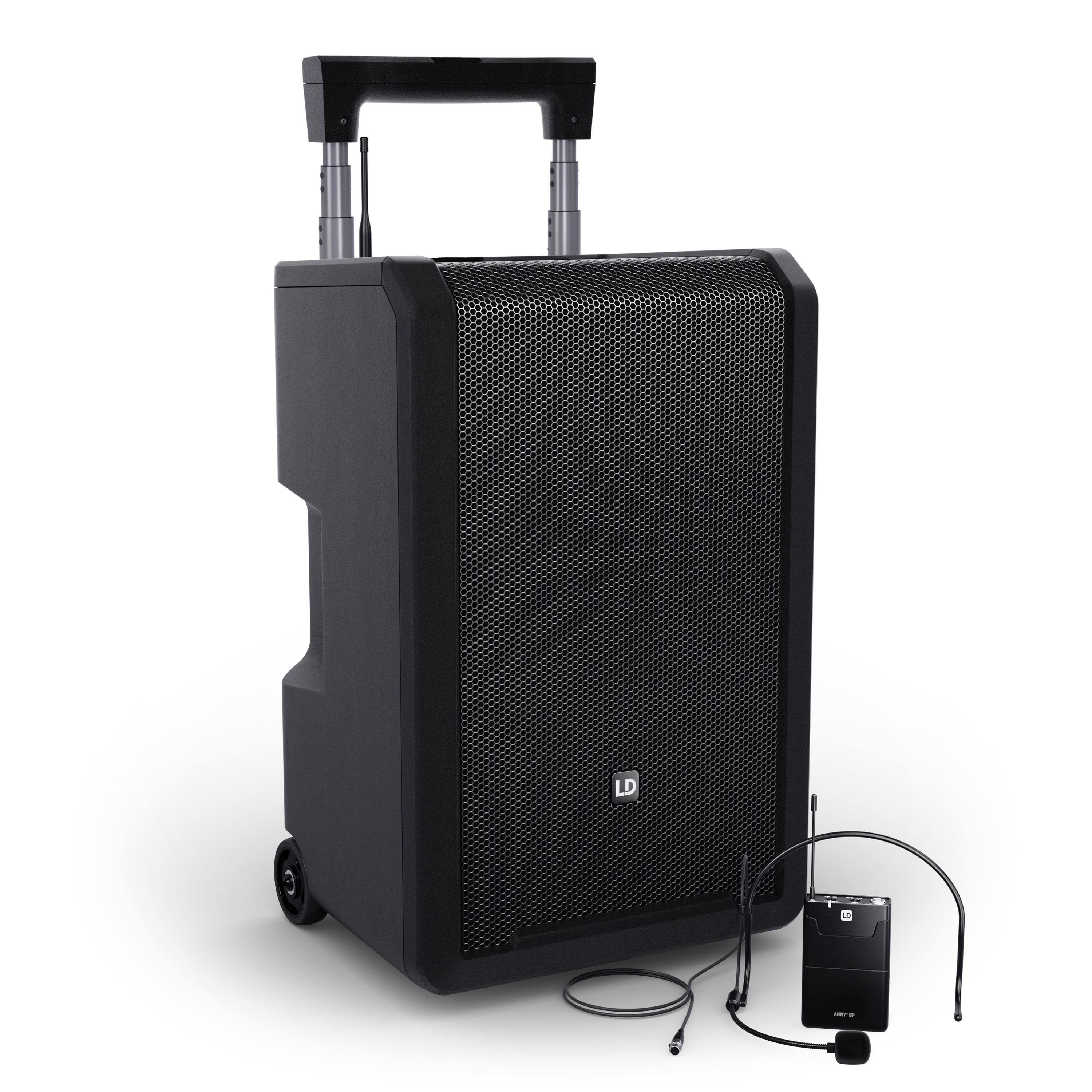 LD Systems ANNY® 10 BPH B5 - ANNY® 10", portable, battery-powered Bluetooth® PA rendszer with mixer and 1x headset mikrofonnal - 584-608 MHz