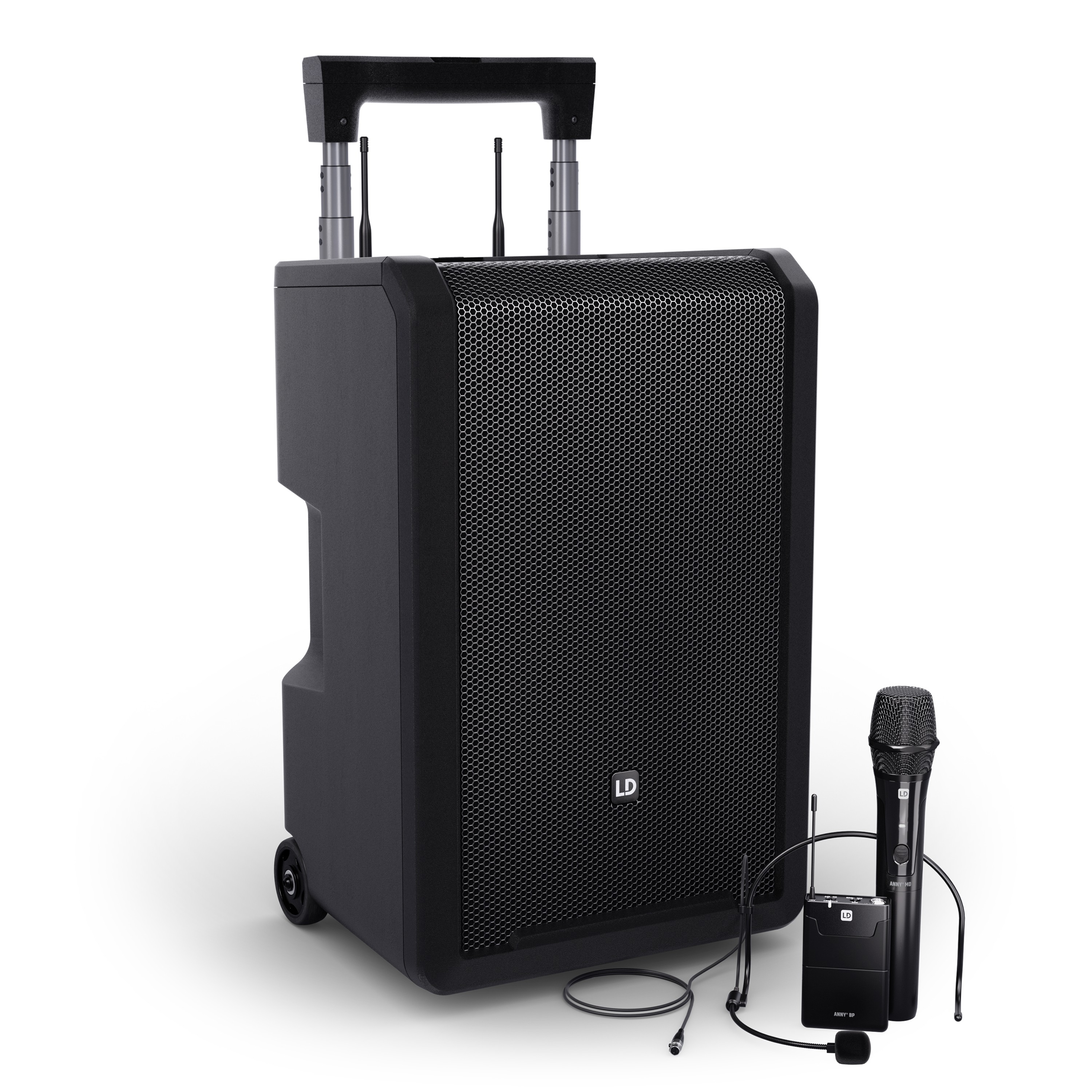 LD Systems ANNY® 10 HBH 2 B5 - ANNY® 10" portable, battery-powered Bluetooth® PA rendszer with mixer, 1x handheld and 1x fejmikrofonnal - 584-608 MHz