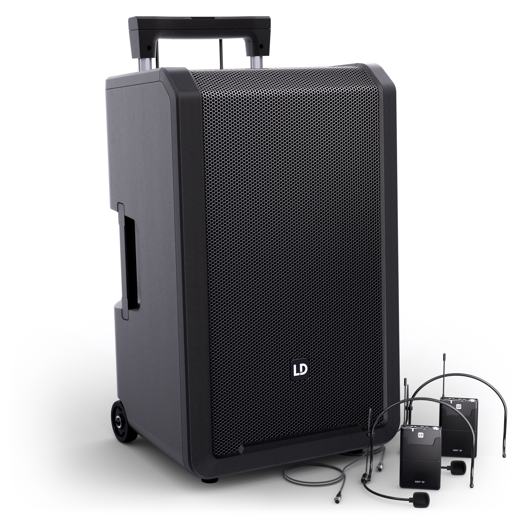 LD Systems ANNY® 12 BPH 2 B5 - ANNY® 12"-os, hordozható, akkumulátoros Bluetooth® PA rendszer keverővel, 2x headset mikrofonnal - 584-608 MHz