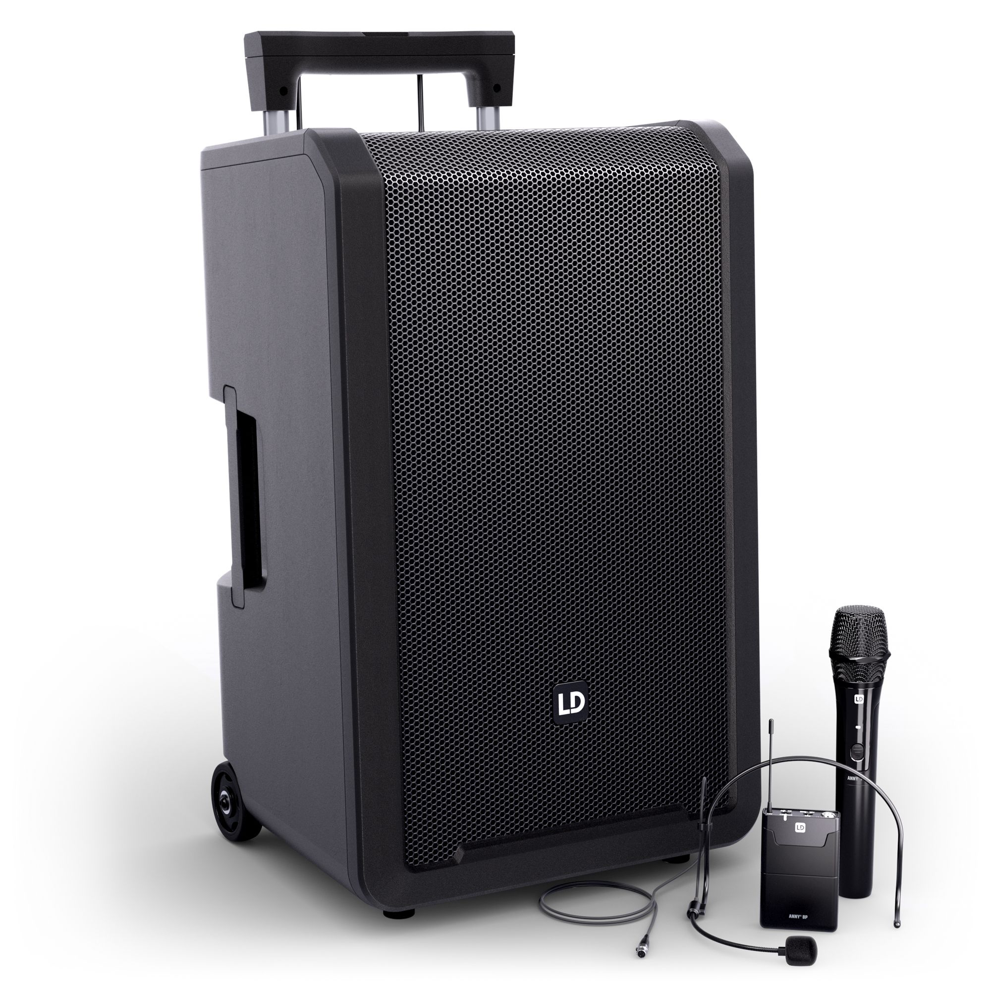 LD Systems ANNY 12 HBH 2 B8 – akkumulátoros PA, kézi + headset mikrofon, 823-832, 863-865 MHz
