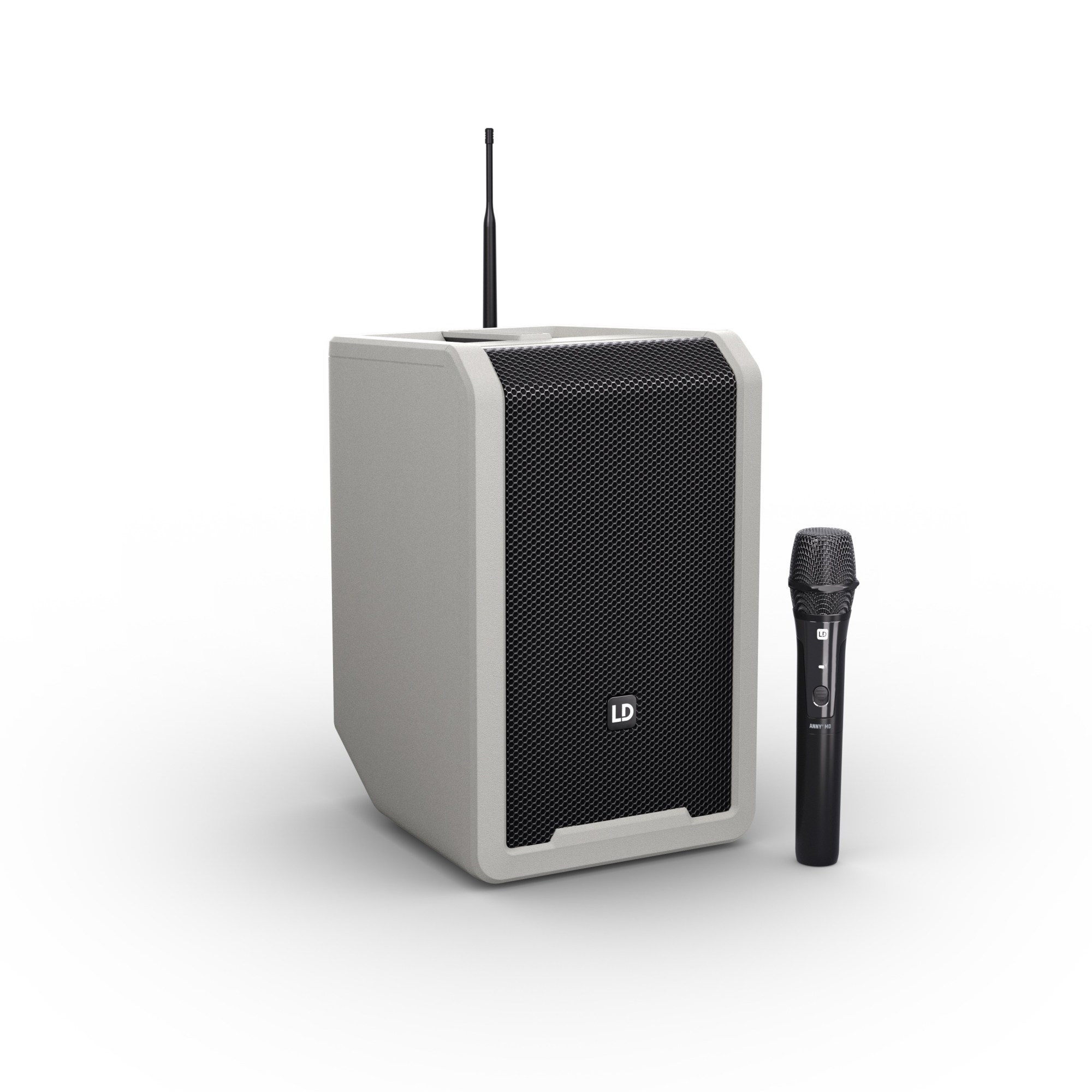 LD Systems ANNY 8 HHD B5 G – battery-powered PA, handheld microphone, 584-608 MHz, urban grey
