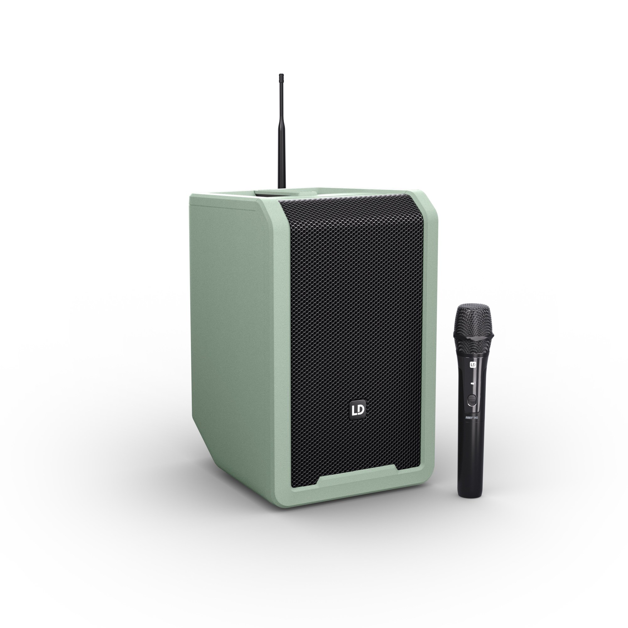 LD Systems ANNY 8 HHD B5 GN – battery-powered PA, handheld microphone, 584-608 MHz, adventure green