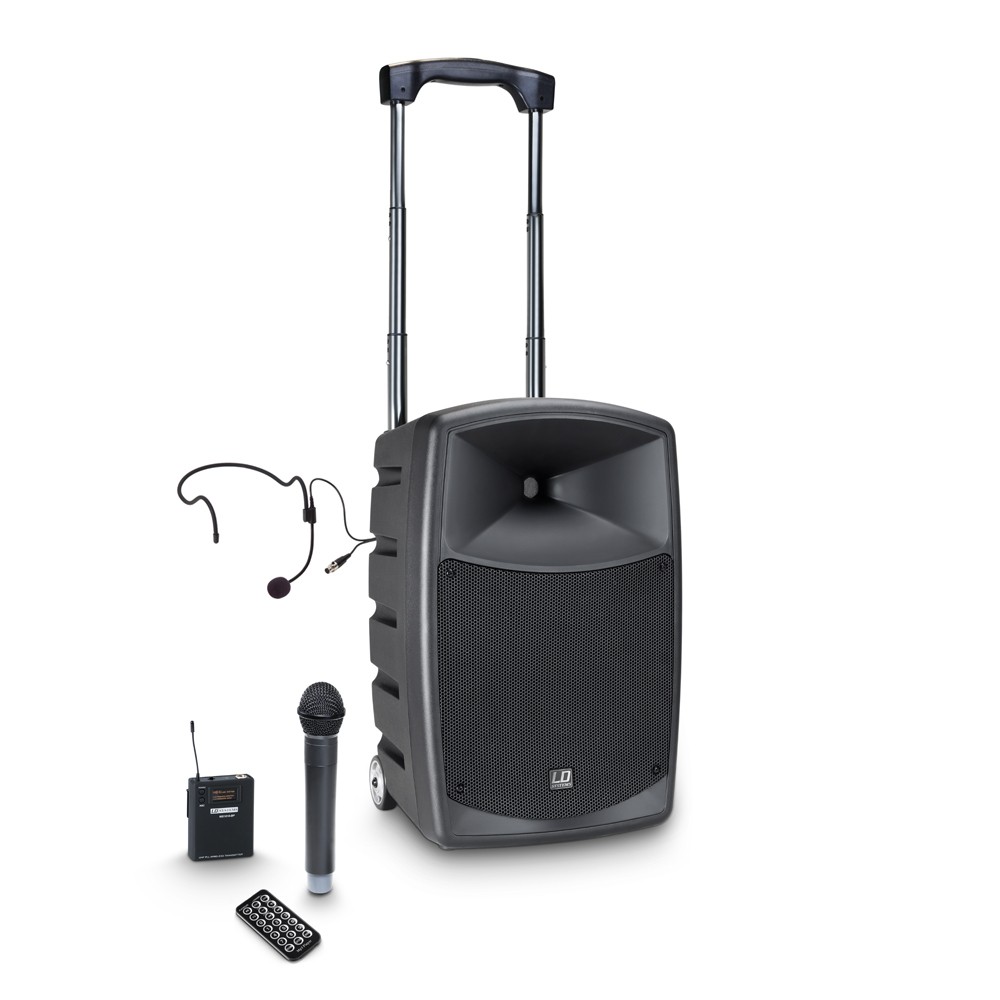 LD Systems ROADBUDDY 10 HBH 2 - 10" active, akkumulátorról is üzemelő mobile PA, 1 handheld and 1 fejmikrofonos wireless rendszerrel, 863-865 MHz