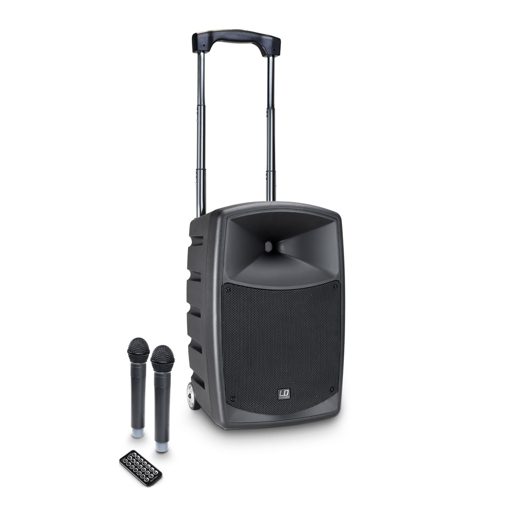 LD Systems ROADBUDDY 10 HHD 2 - 10" active, akkumulátorról is üzemelő mobile PA, 2 kézimikrofonos wireless rendszerrel, 863-865 MHz