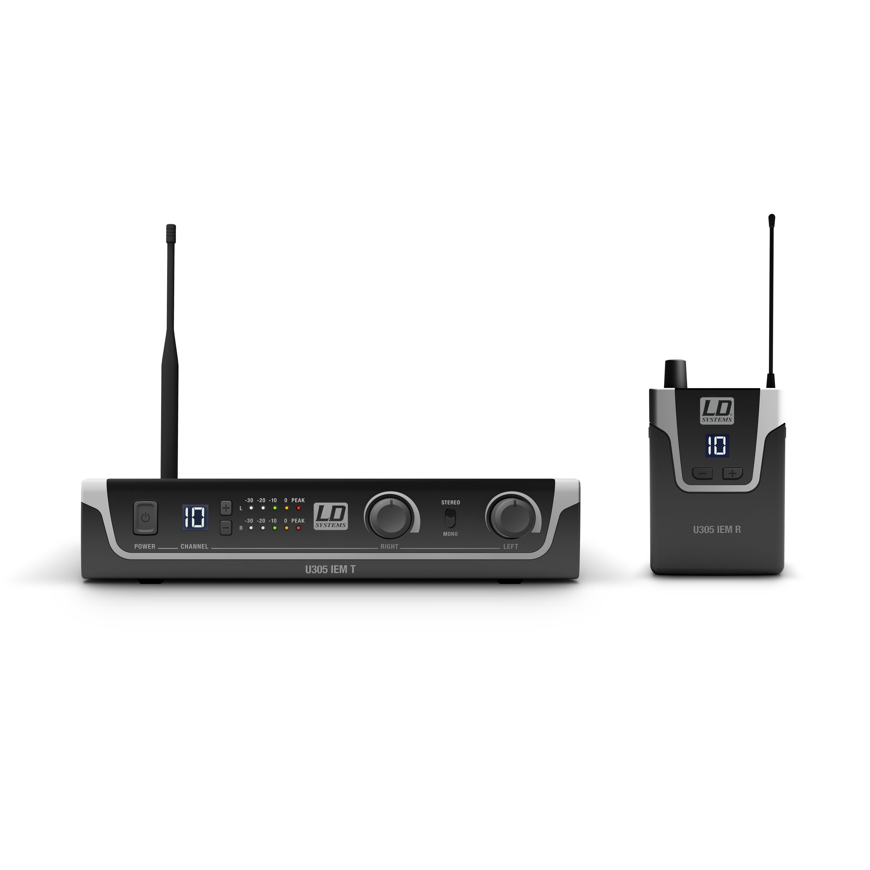 LD Systems U305 IEM - In-Ear fülmonitor készlet 12 sáv, monó/sztereó üzemmód, 584 -608 MHz