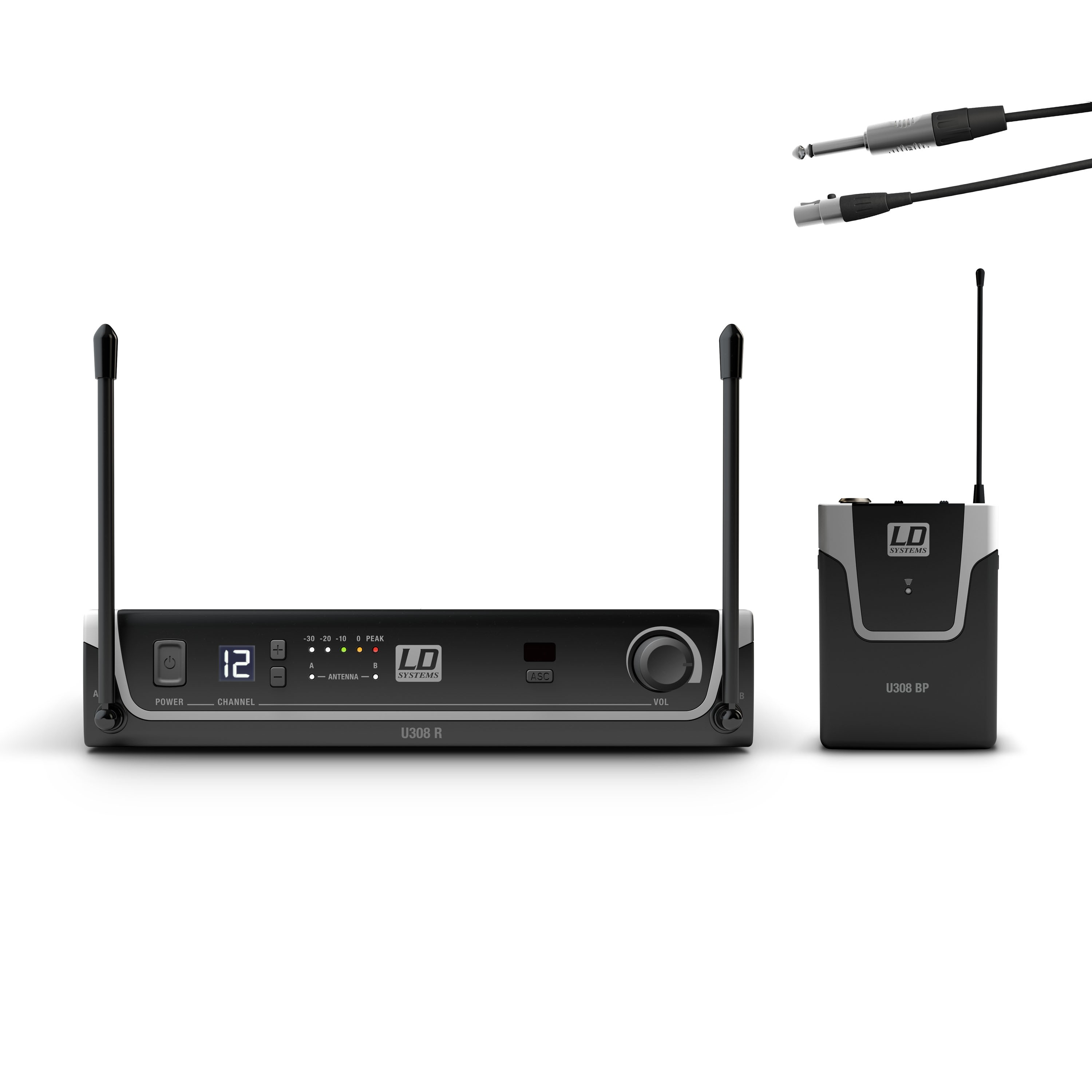 LD Systems U308 BPG - diversity guitar kit clip-on with transmitter, gitárkábellel, 823-832 MHz and 863-865 MHz
