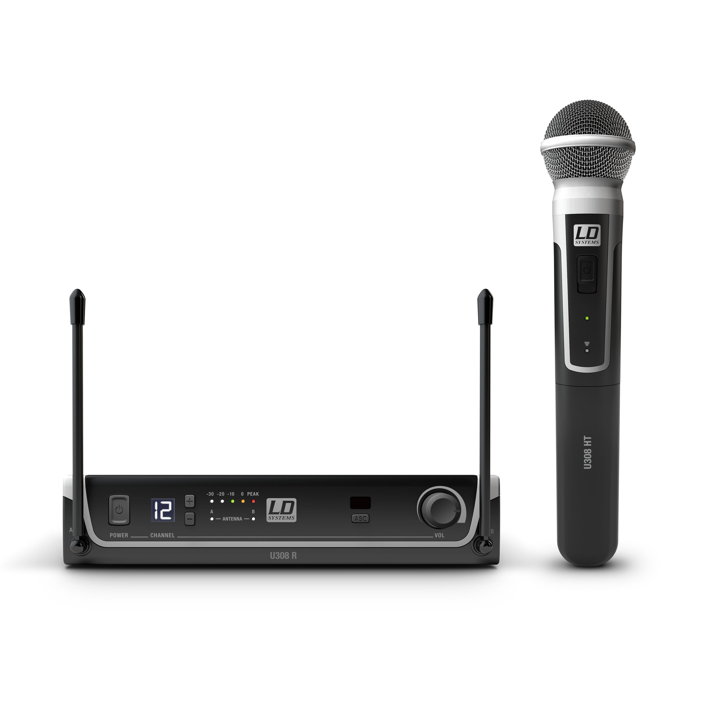 LD Systems U308 HHD - diversity microphone kit dinamikus capsule handheld with transmitter, 823-832 MHz and 863-865 MHz