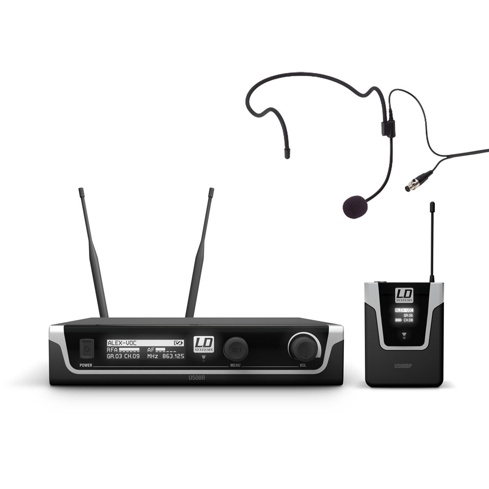 LD Systems U505 BPH - diversity mikrofon készlet csíptetős adóval, fejmikrofonnal, 584-608 MHz