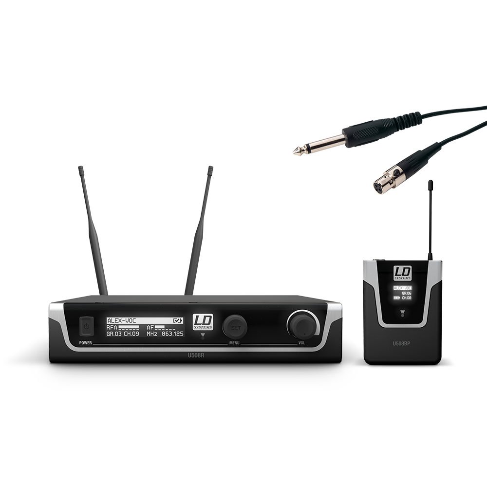 LD Systems U508 BPG - diversity guitar kit clip-on with transmitter, gitárkábellel, 823-832 and 863-865 MHz
