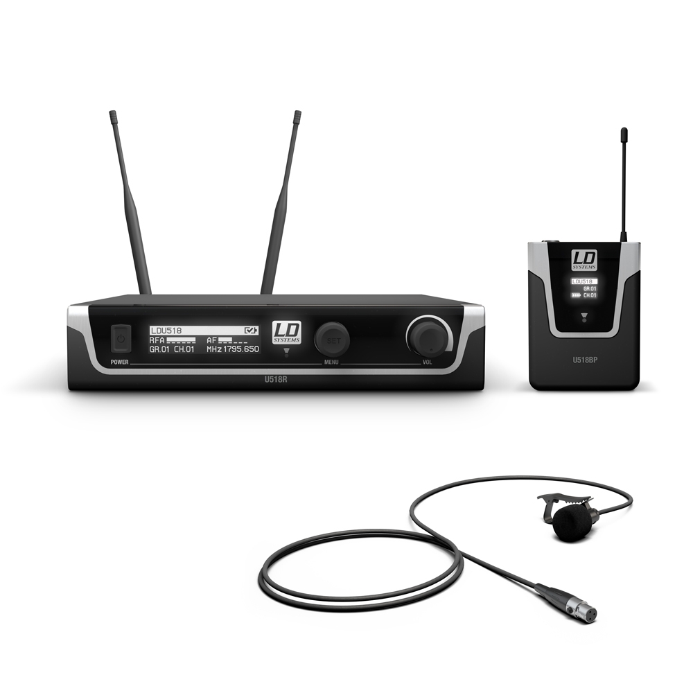 LD Systems U518 BPL - diversity microphone kit clip-on with transmitter, nyakkendő mikrofonnal, 1785-1800 MHz