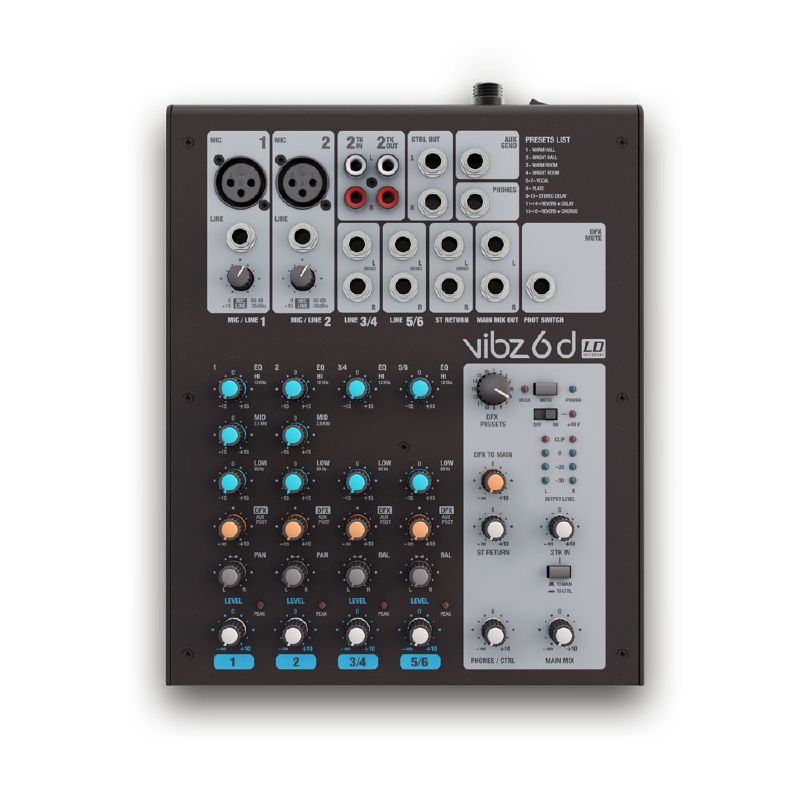 LD Systems VIBZ 6 D - keverő 6 csatornás, effektprocesszorral - 2. kép