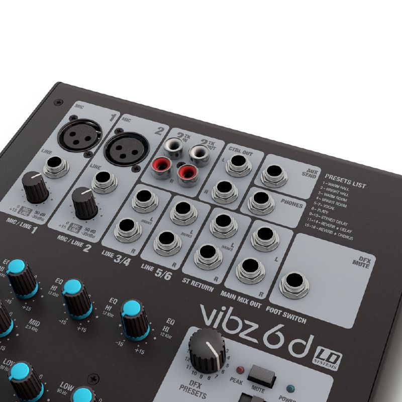 LD Systems VIBZ 6 D - keverő 6 csatornás, effektprocesszorral - 5. kép