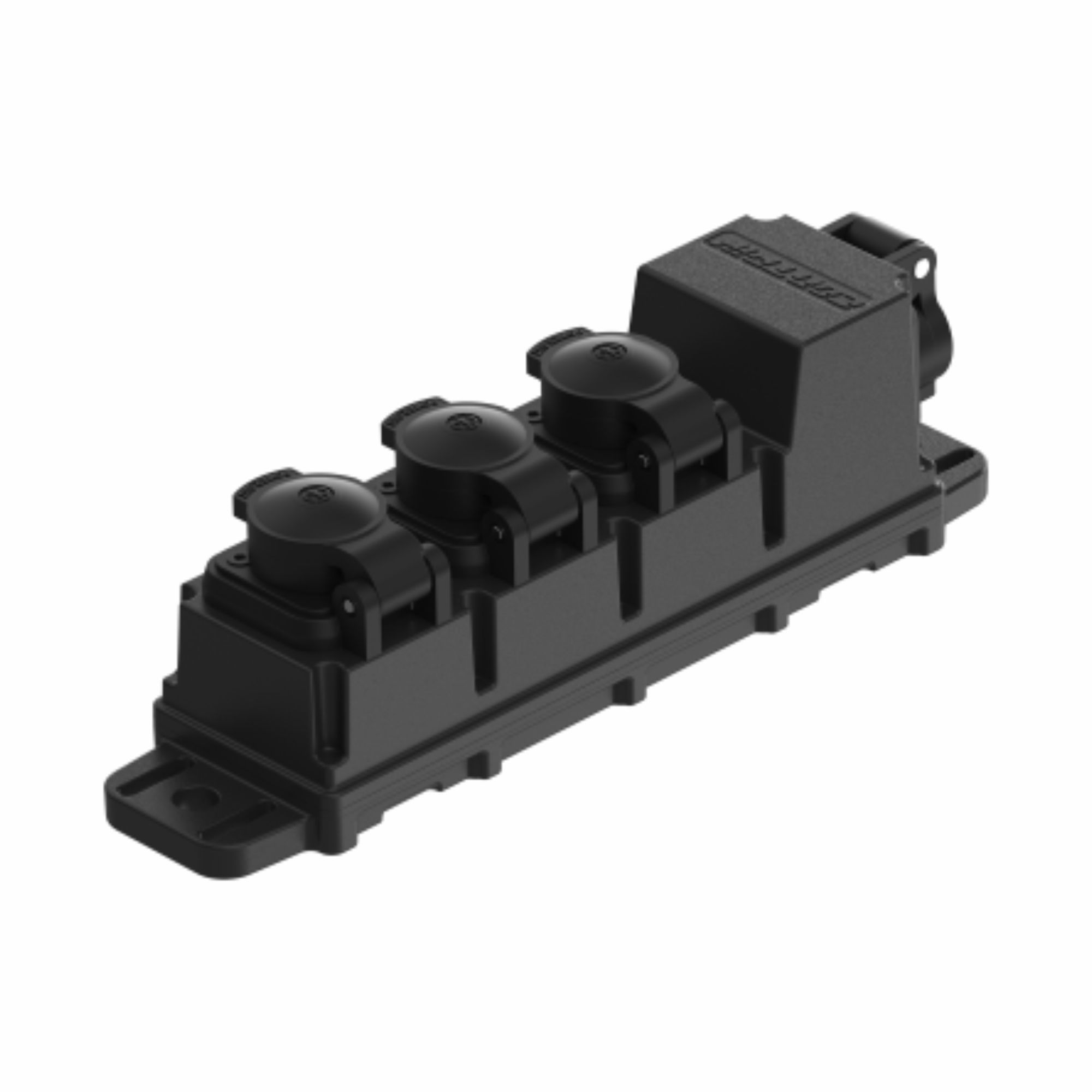 Contrik Power Bar XO CPB-T1-T3 - outdoor network / mains elosztósor, 1 x powerCON TRUE1 bemenet, 3 x powerCON TRUE1 TOP kimenet, önzáró fedél