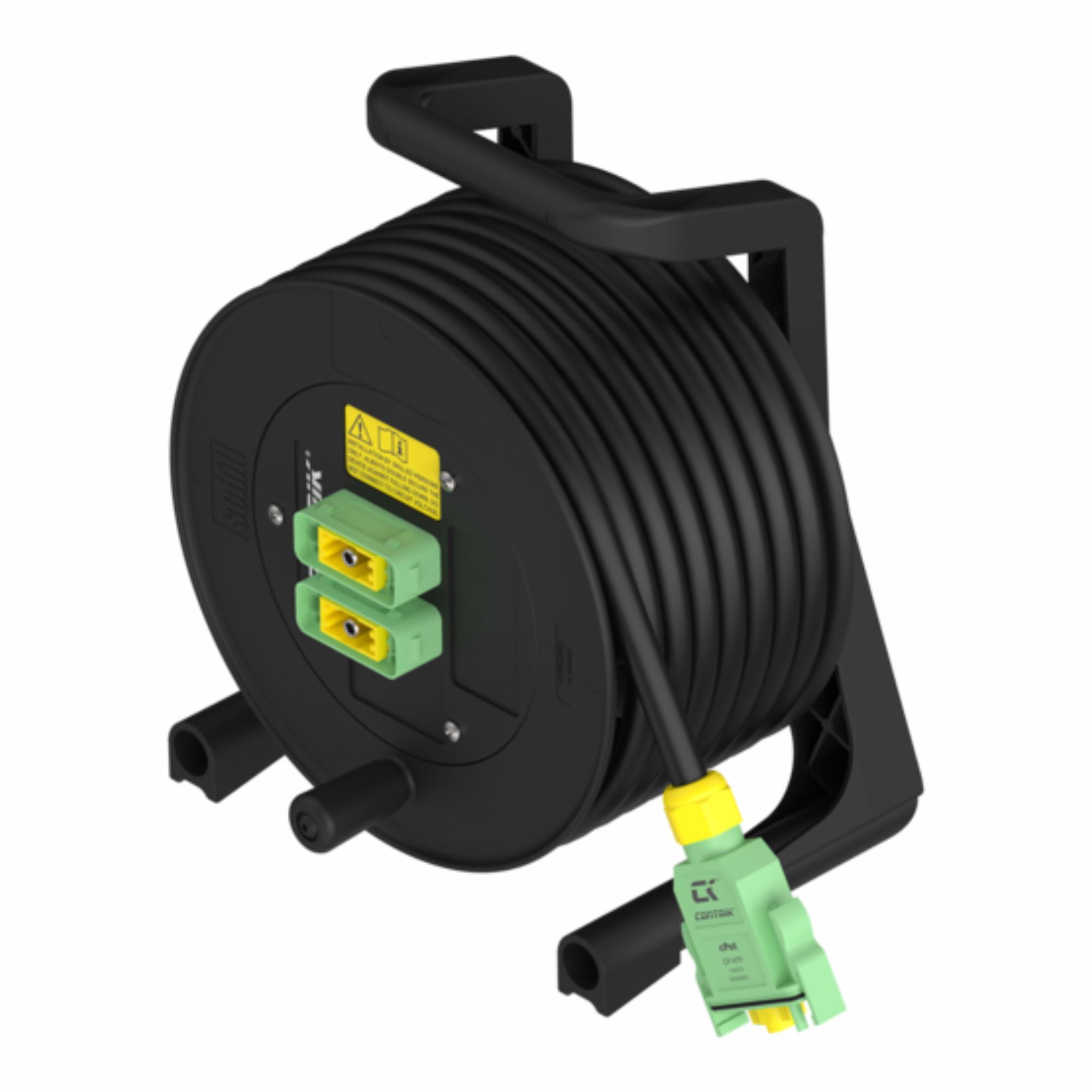 Contrik CP-D1M2-X16F-010 - cPot kábeldob, 16 mm? kábel keresztmetszet, 1 x cPot M bemenet, 2 x cPot F kimenet, 10 méter
