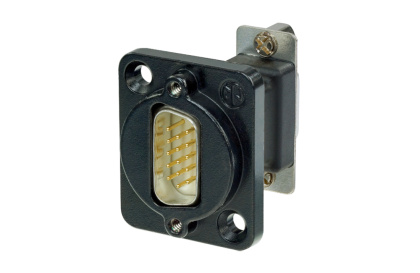 Neutrik NADB15MF-B - D-SUB15 feedthrough connector 15-pin male-female, D házba szerelve, black