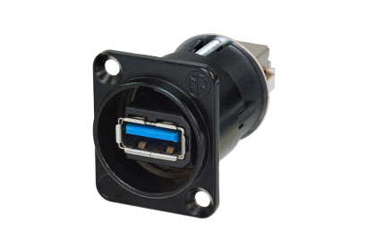 Neutrik NAUSB3-B - adapter USB3 (200 MB/s) fordító, A/B (B/A) type, ''D'' házas, nikkel