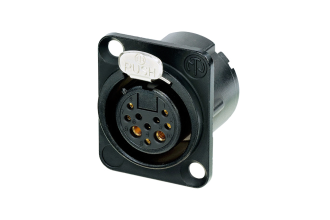Neutrik NC10FD-LX-B - 8+2 (10) pólusú XLR socket gold-plated contact, black