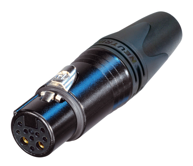 Neutrik NC10FXX-14-B - 8+2 (10) pólusú XLR socket straight, inline, gold-plated contact, black housing