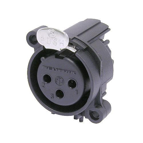 Neutrik NC3FAAH1 - 3-pin XLR socket horizontal PCB-mount, common / combined 1. foot+GND+housing, retesszel, AA housing