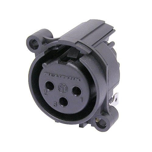 Neutrik NC3FAAH1-0 - 3-pin XLR socket horizontal PCB-mount, common / combined 1. foot+GND+housing, AA housing