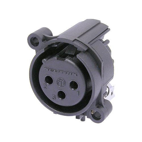 Neutrik NC3FAAH2-0 - 3-pin XLR socket horizontal PCB-mount, separate GND and housing, AA housing