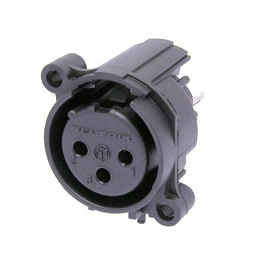 Neutrik NC3FAAV-0 - 3-pin XLR socket vertical PCB-mount, common / combined 1. foot+GND+housing, spring-loaded, AA housing