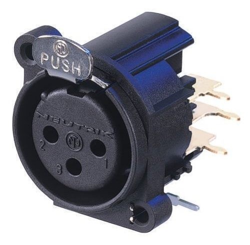 Neutrik NC3FAHR2 - 3-pin XLR socket jobb oldali for PCB, separate GND and housing, retesszel, A housing