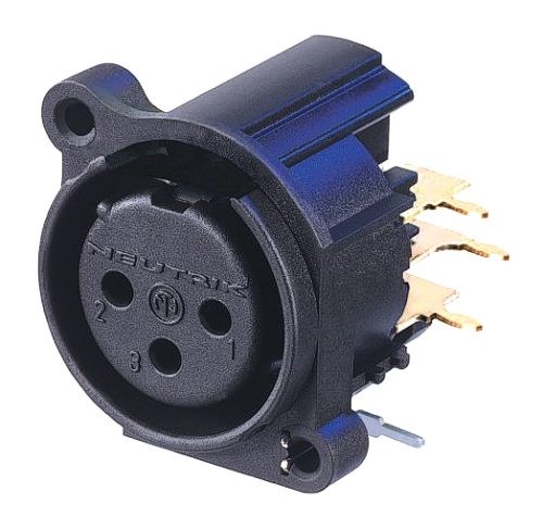 Neutrik NC3FAHR2-0 - 3-pin XLR socket jobb oldali for PCB, separate GND and housing, A housing