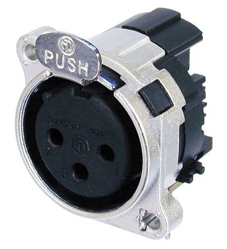 Neutrik NC3FBH2 - 3-pin XLR socket horizontal PCB-mount, separate GND and housing, retesszel, B housing