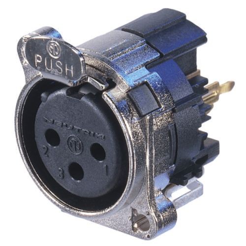 Neutrik NC3FBV2 - 3-pin XLR socket vertical PCB-mount, separate GND and housing, retesz-szemmel, B housing
