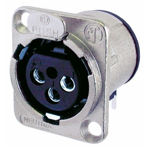 Neutrik NC3FD-H - 3-pin XLR socket horizontal PCB-mount, silver-plated contact, D housing