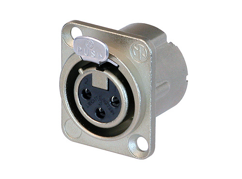 Neutrik NC3FD-LX - 3-pin XLR socket silver-plated contact, RF szűrős EMC ellendarabhoz illeszkedik, D housing