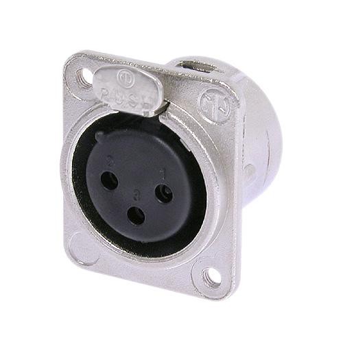 Neutrik NC3FDM3-L-1 - 3-pin XLR socket horizontal PCB-mount, silver-plated contact, M3 with screw mountable, D housing