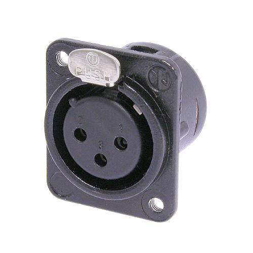 Neutrik NC3FDM3LBAG-1 - 3-pin XLR socket horizontal PCB-mount, silver-plated contact, M3 with screw mountable, black, D housing