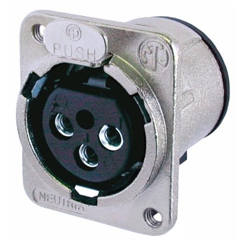Neutrik NC3FDM3-V - 3-pin XLR socket vertical PCB-mount, silver-plated contact, M3 with screw mountable, D housing