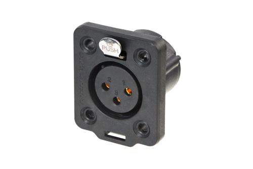 Neutrik NC3FDX-TOP - 3-pin XLR socket, gold-plated contacts, UV standing, IP65 minősítés, D housing