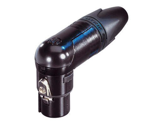 Neutrik NC3FRX-B - 3-pin XLR socket right-angle, inline, gold-plated contacts, black housing