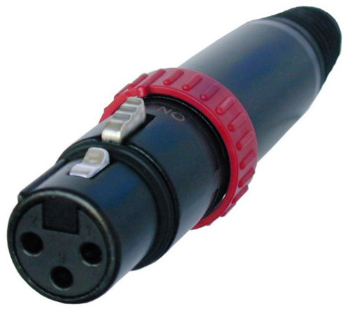 Neutrik NC3FXS-B - 3-pin XLR socket with switch, straight, inline, gold-plated contact, black housing
