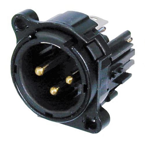 Neutrik NC3MBV-B - 3-pin XLR plug black, vertical PCB-mount B housing