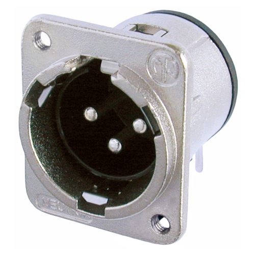 Neutrik NC3MDM3-H - 3-pin XLR plug horizontal PCB-mount, silver-plated contact, M3 with screw mountable D housing