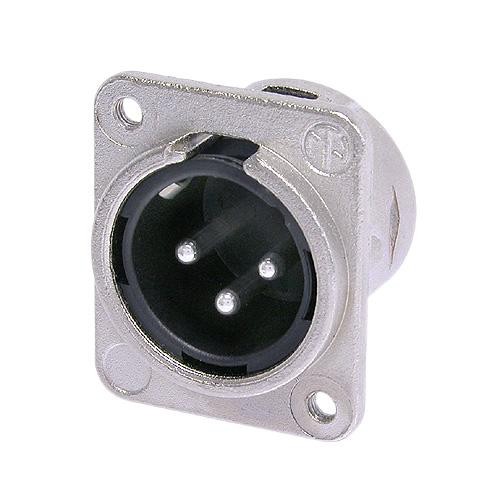 Neutrik NC3MDM3-L-1 - 3-pin XLR plug horizontal PCB-mount, silver-plated contact, M3 with screw mountable D housing