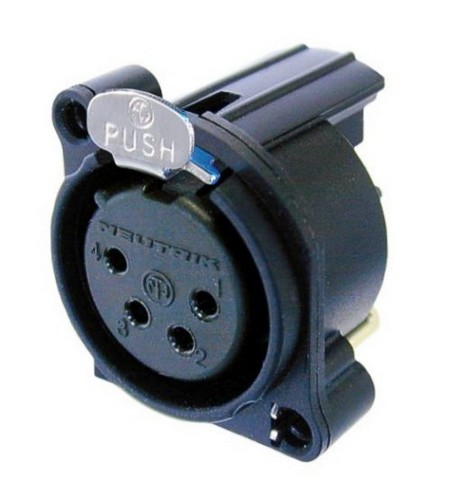 Neutrik NC4FAH - 4-pin XLR socket horizontal PCB-mount, earthing without, retesszel, A housing