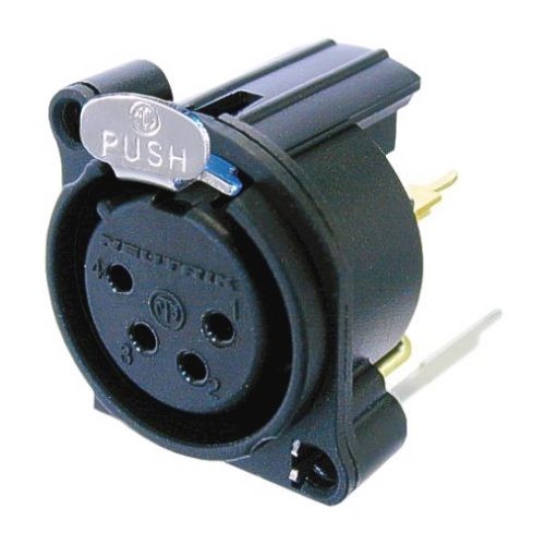 Neutrik NC4FAV - 4-pin XLR socket vertical PCB-mount, earthing without, retesszel, A housing
