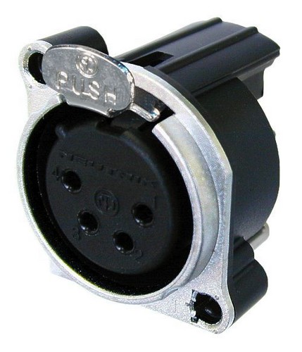 Neutrik NC4FBH - 4-pin XLR socket horizontal PCB-mount, earthing without, retesszel, B housing