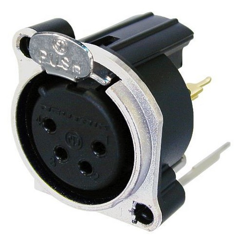 Neutrik NC4FBV - 4-pin XLR socket vertical PCB-mount, earthing without, retesszel, B housing