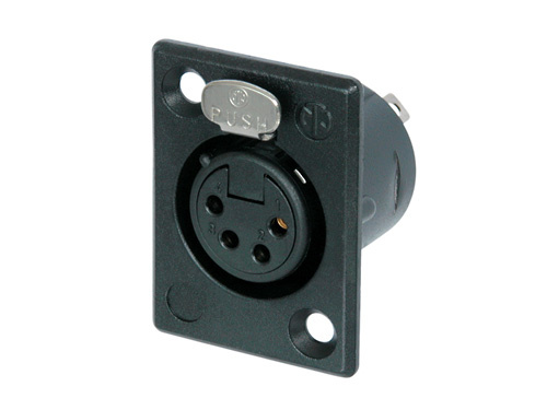 Neutrik NC4FP-B-1 - 4 pólusú XLR aljzat aranyozott érintkező, fekete P ház