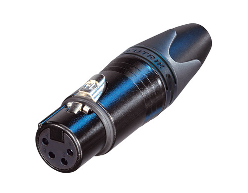 Neutrik NC4FXX-B - 4-pin XLR socket straight, inline, gold-plated contact, black housing