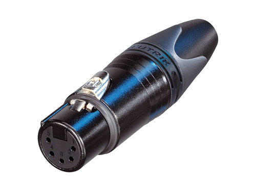 Neutrik NC5FXX-B - 5-pin XLR socket straight, inline, gold-plated contact, black housing