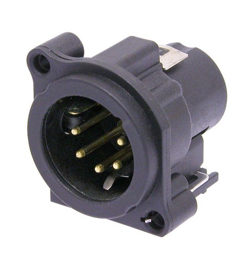 Neutrik NC5MAV-SW - 5 pólusú XLR dugó függőleges nyákhoz, földelés nélkül, retesszel, kapcsolós, A ház